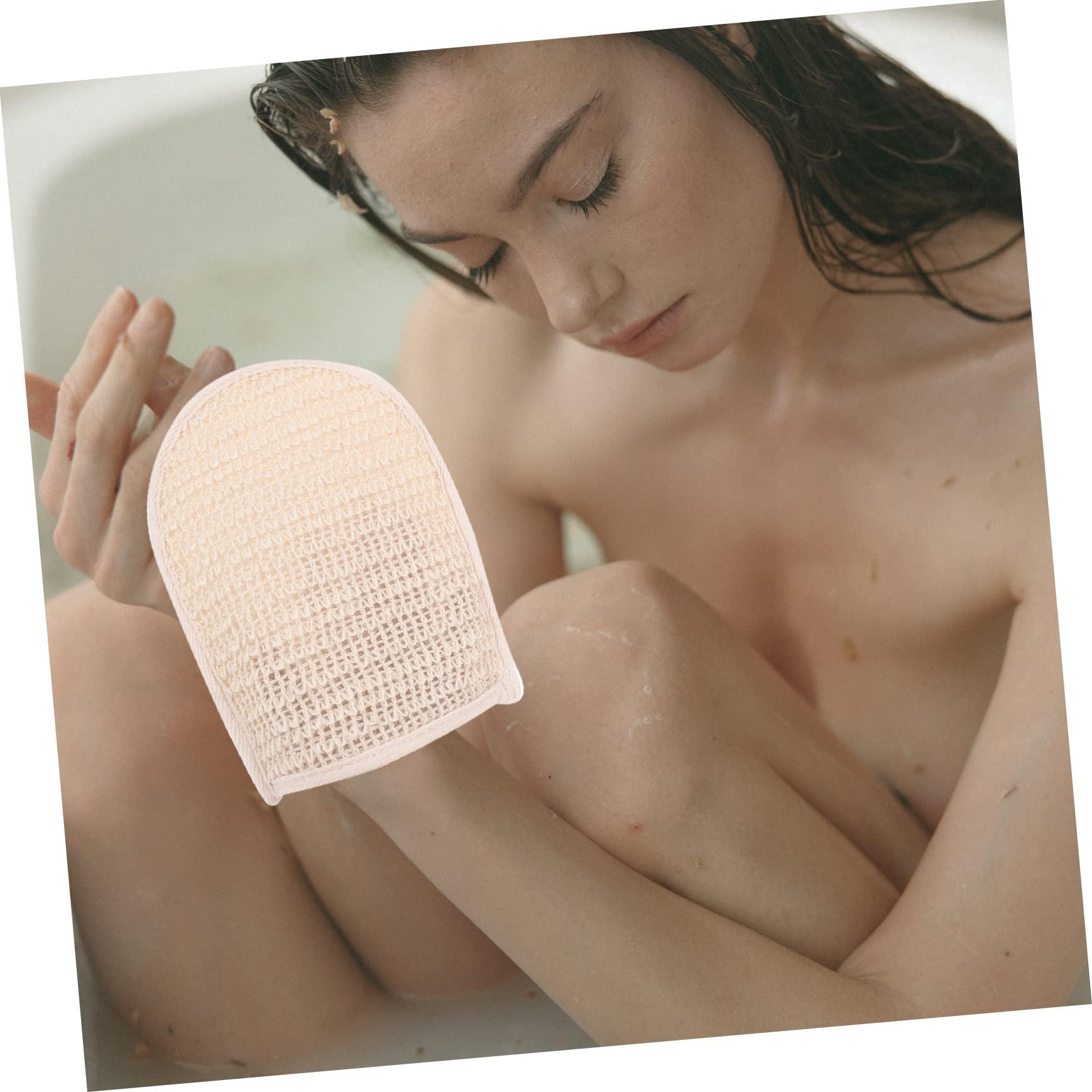 Healeved Healeved Exfoliating Glove and Back Scrub Bath Gloves Exfoliating Shower Gloves for Women Men Made of Cotton Linen