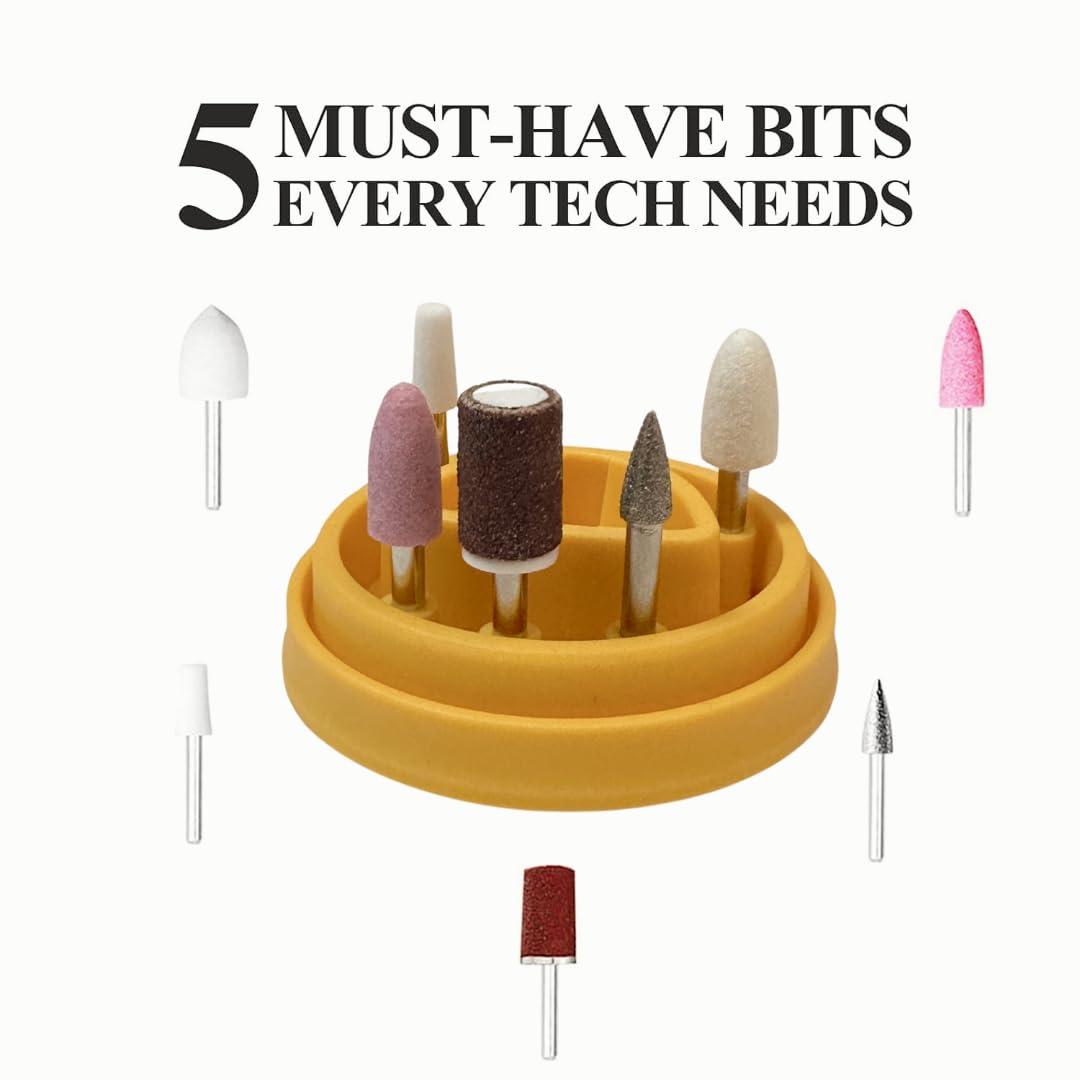 Rosetouch Professional Acrylic Manicure Pedicure Kit, Electric Nail File Set, Cordless Electric Nail Drill Machine, Hand Foot Care Tool for Nail Grind Trim Polish(Gold)