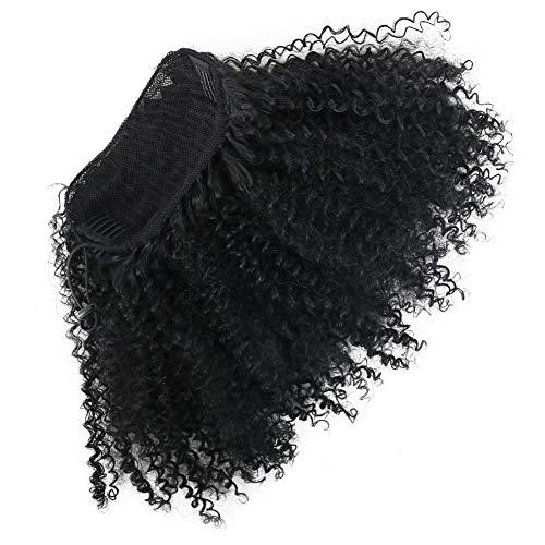 YITI YITI Afro Kinky Curly Drawstring Ponytails for Black Women Extended Contact Pull Rope Card Masson Hair Piece for African American Girls Curly Drawstring Ponytail Extension for WomenBlack (1B#)
