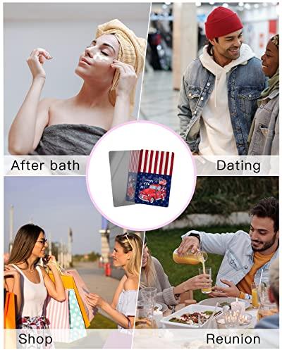 Carosoffe Carosoffe American Flag Star Wood Rustic Small Compact Mirror for Purse, American Flag Star Wood Rustic Travel Makeup Mirror for Women Men, Rectangular Handheld Compact Pocket Mirror 2 PCS