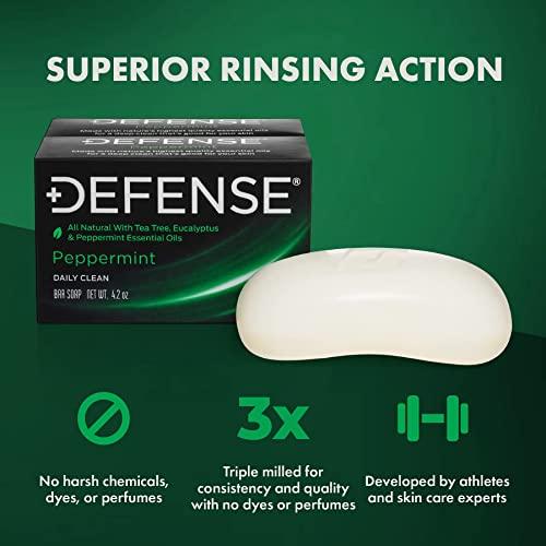 Defense Soap Defense Soap Peppermint 4 Oz Bar (Pack of 2), Antifungal Medicated Bar Soap, & Body Wash 32 oz - Natural Shower Gel