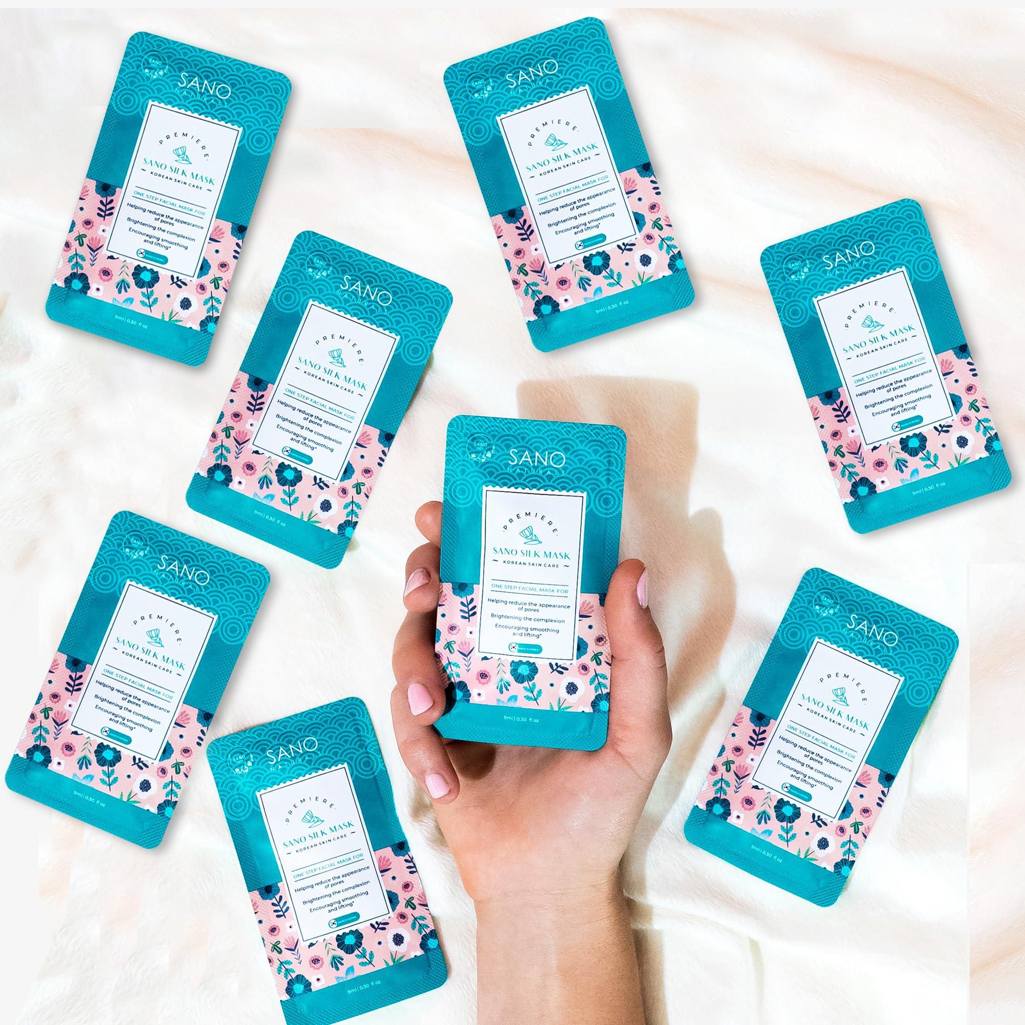 Sano Skin Vegan Zombie Mask Sano Silk Mask by Sano Naturals - Dermatologist Tested Viral One Step Korean Face Mask Skin Care for Glass Skin, Helps Reduce Large Pores, Anti Aging and Tightening - Pack of 8