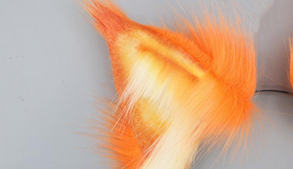 TTYAO REII TTYAO REII Orange Cat Ears Headband Fluffy Fox Wolf Lynx Ears Headwear Animal Hairband Christmas Cosplay Costume Accessories (Orange)