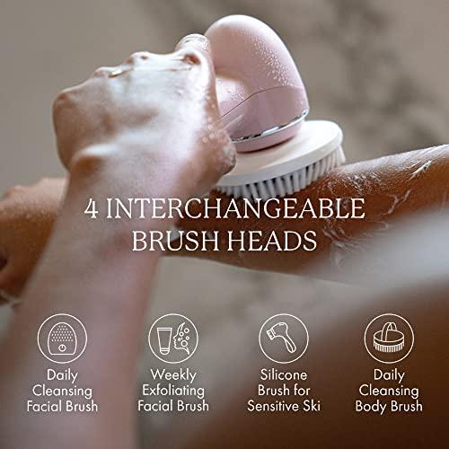Vanity Planet Vanity Planet Raedia 2.0 Facial Cleansing Brush, 4 Interchangeable Brush Heads, Pink - Daily Cleansing Face Exfoliator for Glowing & Acne Prone Skin - Lightweight Silicone Water-Resistant Body Brush