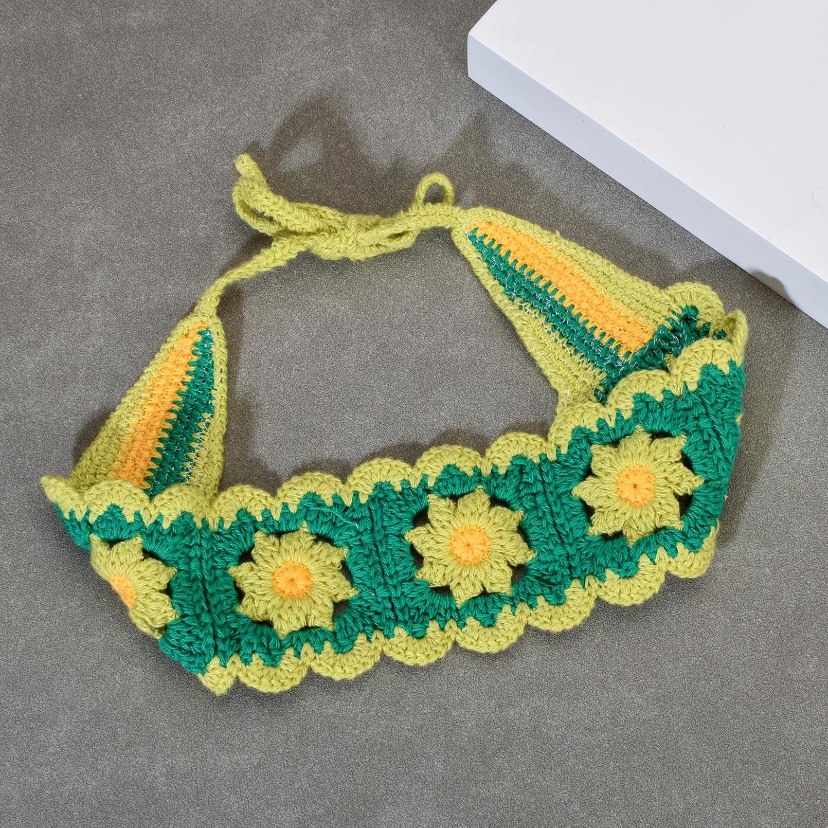 Merroyal Merroyal Flower Crochet Headbands for Women Girls,Floral Print (Green, Medium)