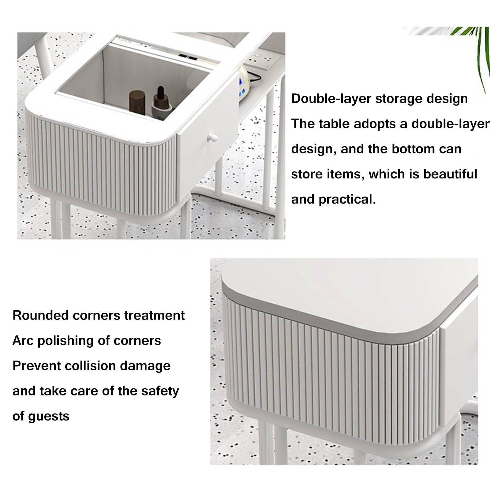 RIYUESHENGHENG RIYUESHENGHENG Nail Beauty Manicure Desk,Modern Professional Manicure Tables Nail Tech Table Station Spa Nail Beauty Salon Workstation with Storage Drawers,Nail Art Equipment for Nail tech