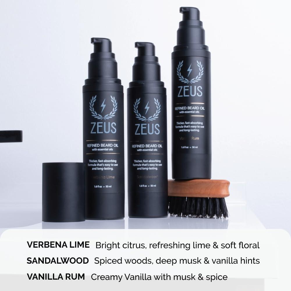ZEUS ZEUS Refined Beard Oil, Leave In Conditioner Oil for a Softer Beard & Mustache -Made in USA (Sandalwood) 1.6 oz.