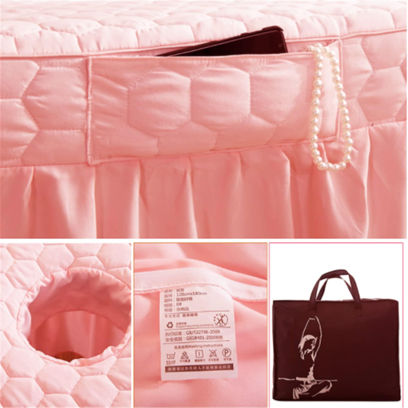 MEIMAY Massage Table Sheet Sets,Massage Table Cover, Body Massage Bed Spa Table Skirt, Includes Skirt Sheet with Face Hole,Quilt Over,Quilt,Pillowcase,Round Stool Cover 5 Pcs