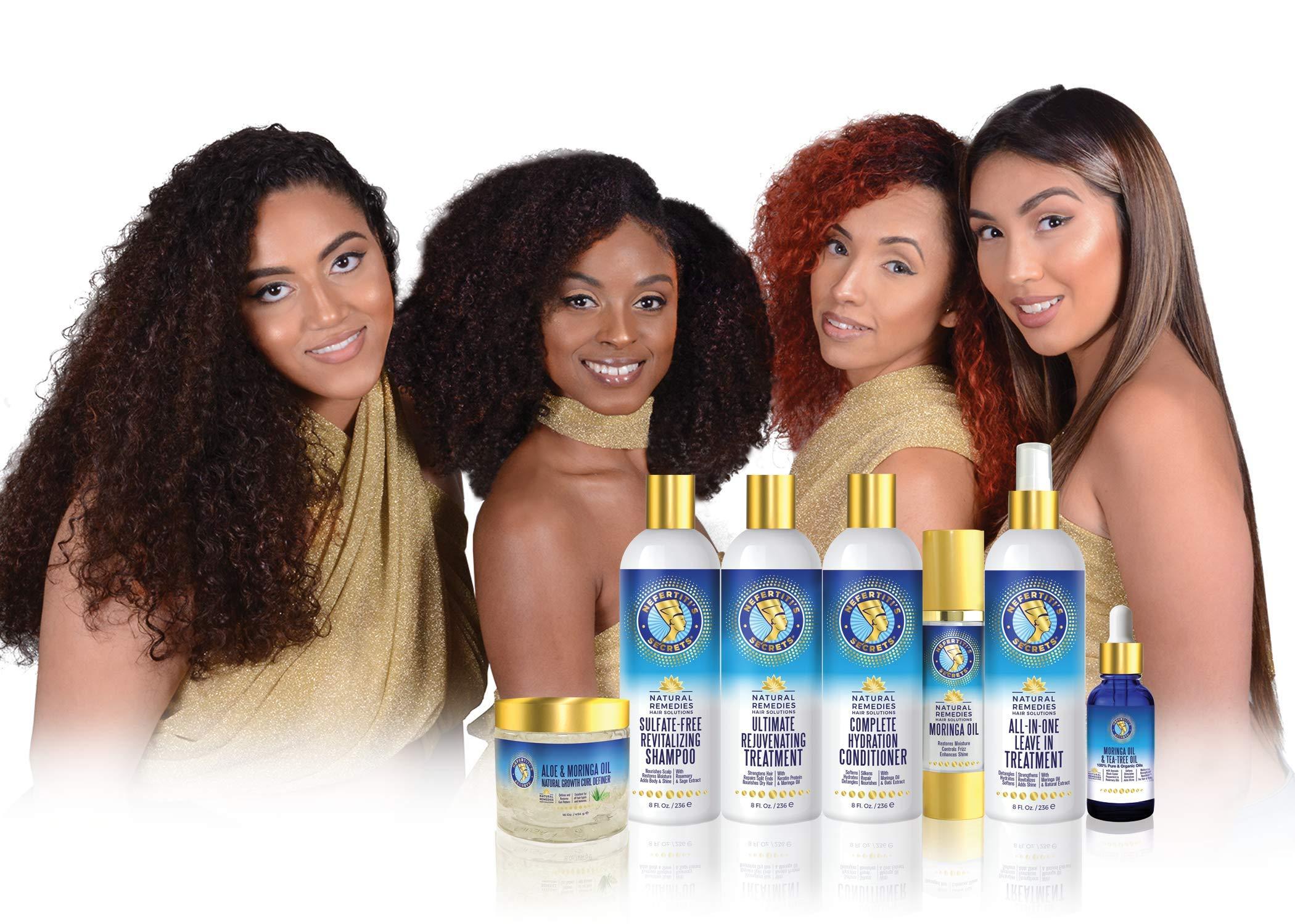 Nefertiti's Secrets Nefertiti’s Secrets Natural Remedies Collection | 100% Pure Oils | Hydration Combination Set | Hair Shampoo, Conditioner and Hair Treatments | Gift Set of 7 products