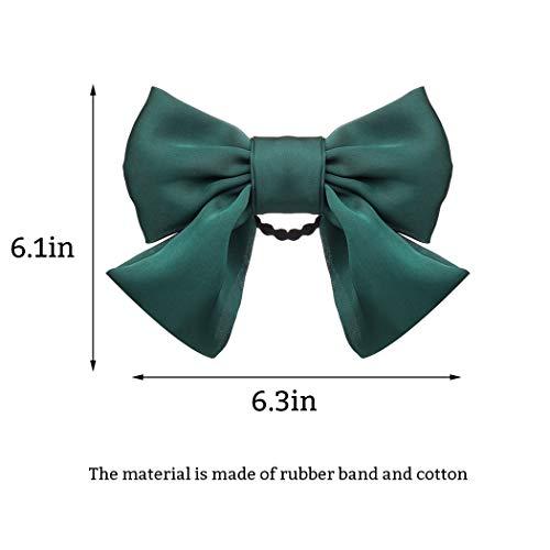 Bomine Bomine Bomine Bow Satin Hair Ties Elastic Hair Rings Hair Scrunchies for Women and Girls 2PCS (Green-red)