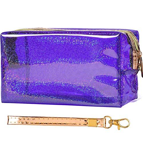 dealcase 3pcs Makeup Bags, Clear Cosmetic Bag for Women Travel, Portable Small Handy Waterproof PU Leather Travel Hanging Organizer Train Case Pencil Pen Multifunction Purse for Women Girls - B Set