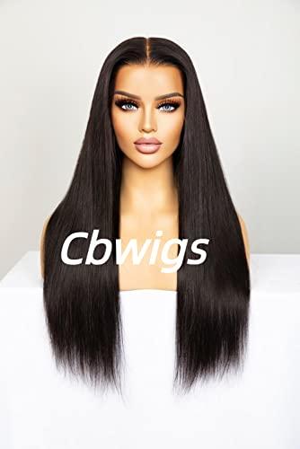 CBWIGS Cbwigs Brazilian Remy Natural Straight 360 Lace Frontal Wig Human Hair with Pre-Plucked Hairline (18 inch 160% Density, Natural Black)