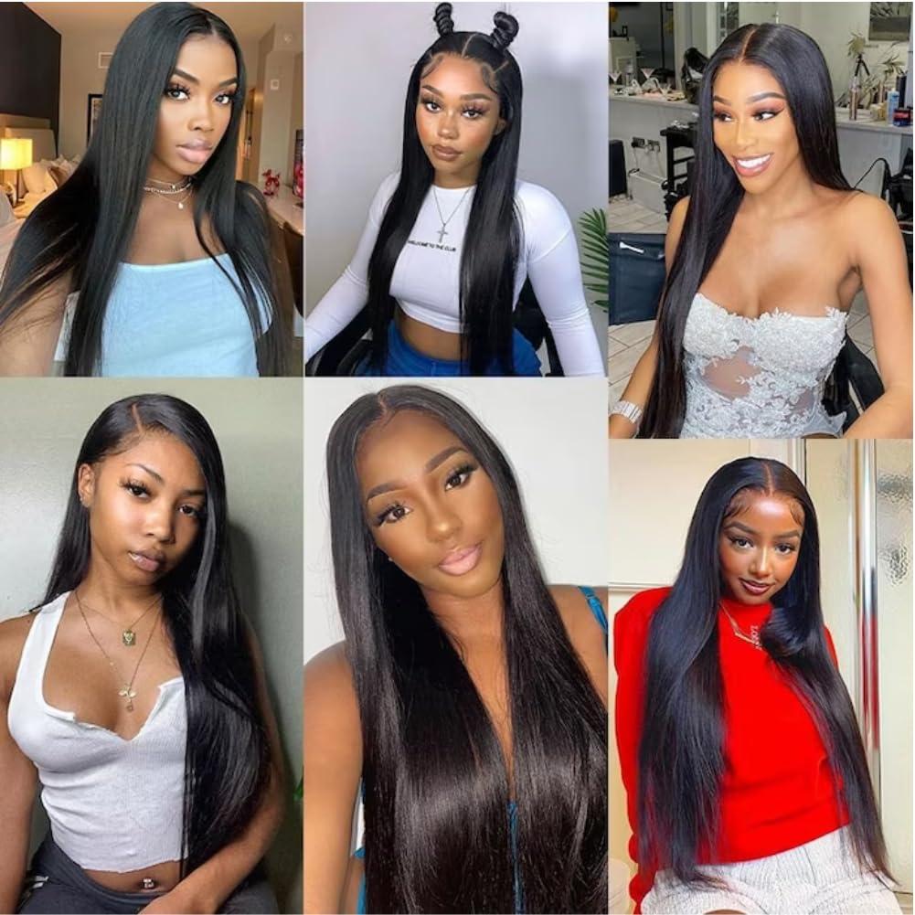 Beauty Forever Beauty Forever 13x4 Pre-Everything Glueless Frontal Straight Lace Front Wigs Human Hair,Bye Bye Knots Pre Bleached Ear to Ear Pre Cut Lace Wig Pre Plucked 150% Density 18inch
