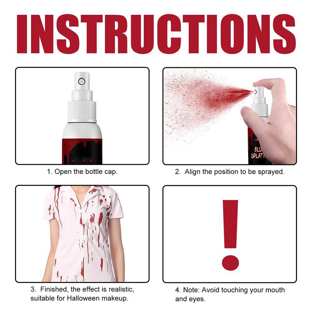 ICRPSTU Halloween Special Effects SFX Makeup Kit for Zombie Vampire Skin Wax Fake Blood Gel Scar Water Fake Blood Spray Sponge Silver Scraper for Halloween Cosplay (Set 3: Plasma Spray