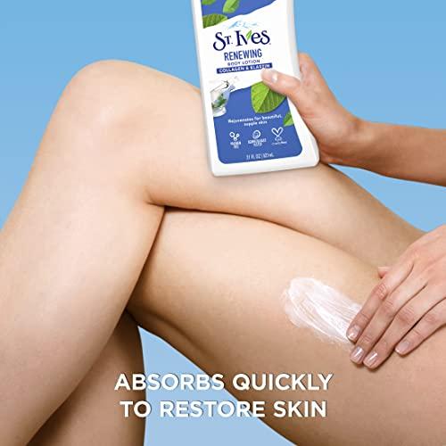 St. Ives St. Ives Renewing Hand & Body Lotion for Women with Pump, Daily Moisturizer Collagen Elastin for Dry Skin, Made with 100% Natural Moisturizers, 21 fl oz, 4 Pack