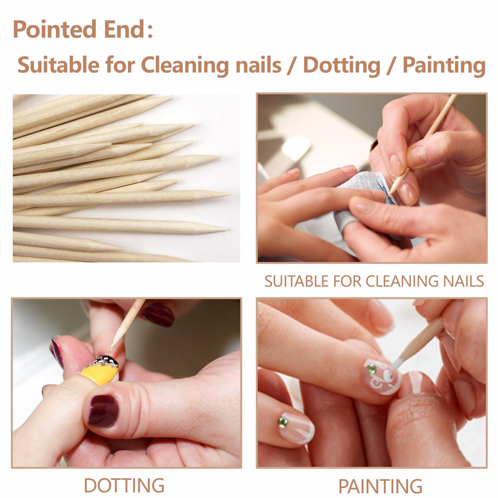 Bcowos 200PCS Orange Sticks For Nails 4.5 inch - Double Sided Wooden Cuticle Pusher Sticks - Professional Nail Sticks for Nail Art Manicure Pedicure - Cuticle Sticks Packed in A Case