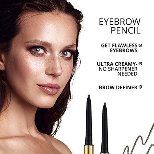 Melanie Jovanovic Eyebrow Definer Pencil | Fill in Draw Fine Lines and add volume to your Brows | Long Lasting and Waterproof | Precision Smart Double Ended Design | Mela Beauty Studio Professional Makeup (Ebony)