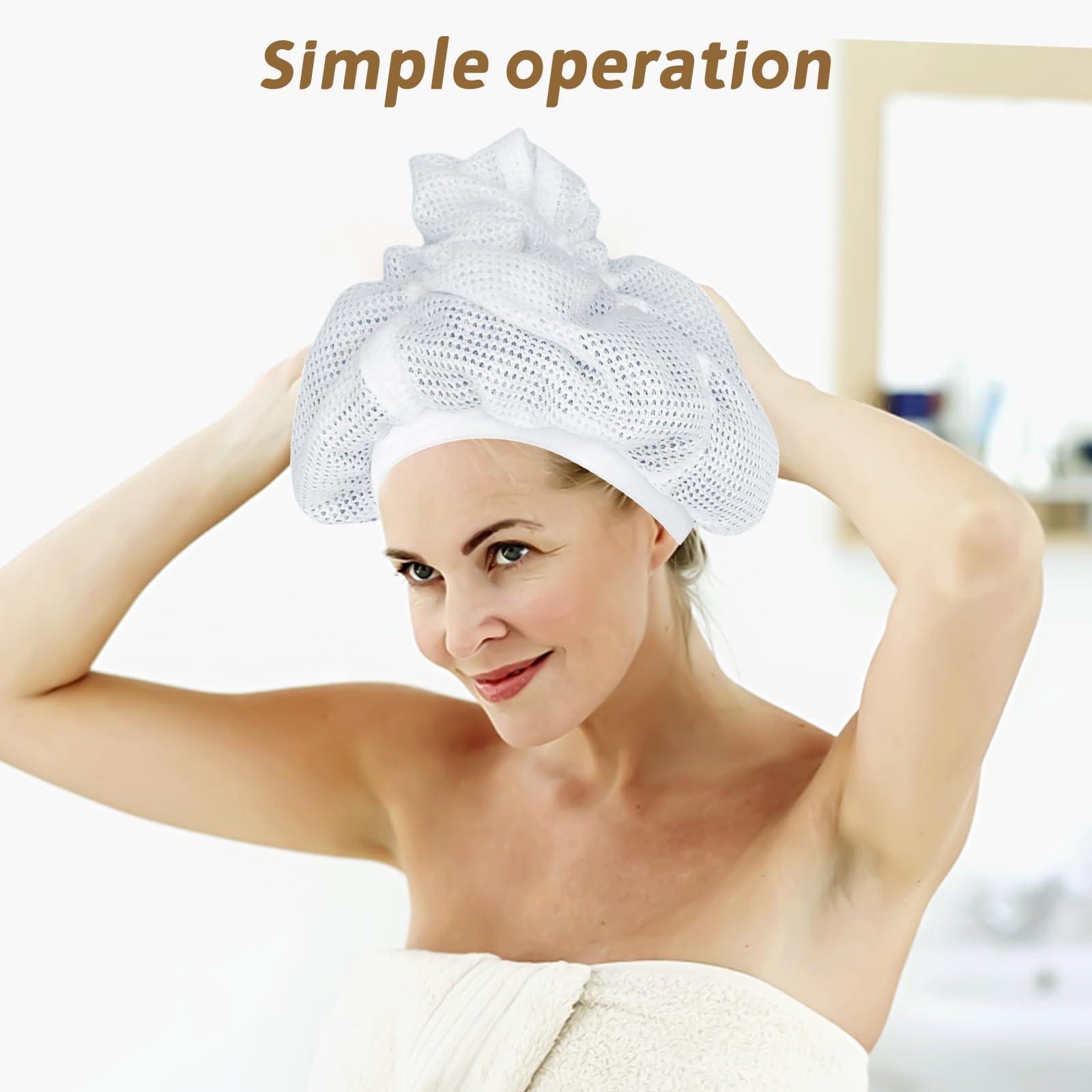 Melivs Net Plopping Cap for Drying Curly Hair, Upgraded Net Plopping Cap for Drying Hair Plopping Net with Adjustable Strap Reusable Diffuser Cap for Curly Hair Net Plopping Satin Diffuser Cap, White