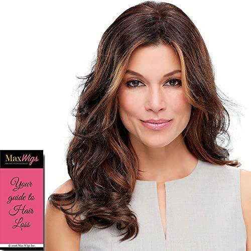 Jon Renau Bundle 3 items: Top Level Long Layered 16" Long Clip In Hair Topper Crowne Jon Renau Womens Double Monofilament Top Folded Swiss Lace Color 8/30, Wig Comb, MaxWigs Hair Loss Booklet