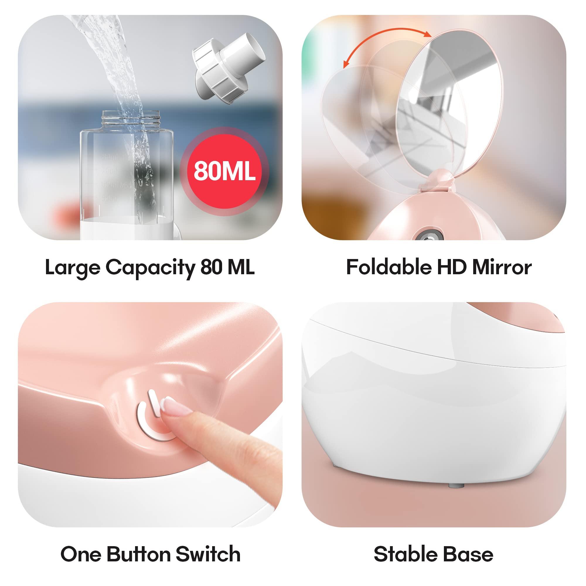 Kingsteam Facial Steamer- Professional Nano Ionic Facial Steamer- with HD Makeup Mirror - Oznoe Steamer - High Capacity - Suitable for Home with Mini Size