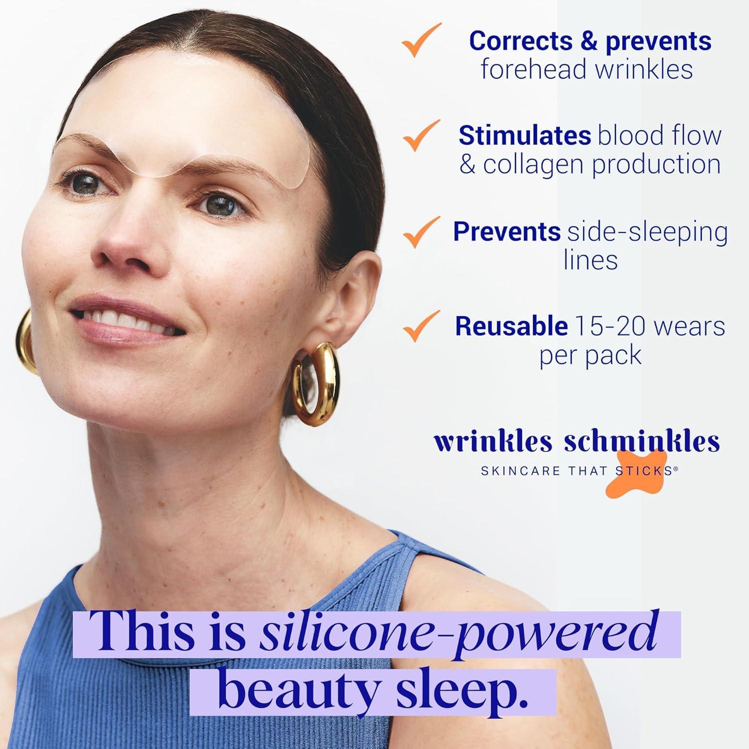 Wrinkles Schminkles Wrinkles Schminkles Forehead Wrinkle Patches, 4-Pack, Reusable Hypoallergenic Silicone Smoothing Pads for Reducing Frown Lines & Face Lift Overnight