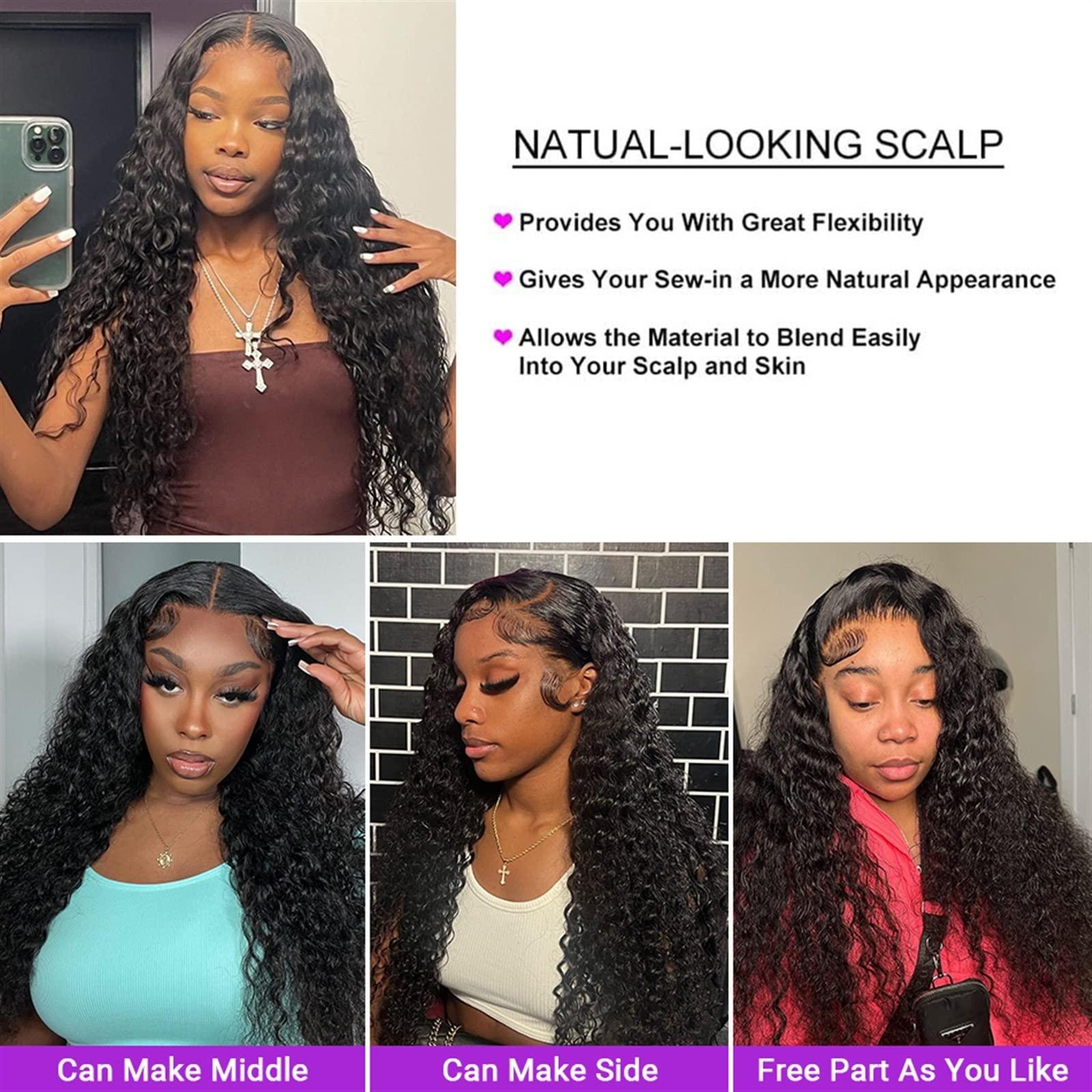 mengli-99 Wigs for Women Deep Wave Lace Front Human Hair Wigs 8-40 inch Wave Curvy Lace Closure Wigs 150% Natural Black Brazilian Remy Hair Transparent Lace Wigs for Black Women Wig for Daily Party Use(13X6 Lac