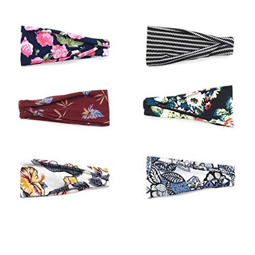 Bohend Bohend Boho Headband Wide Flower Boho Bandeau Headwear Travel Stretchy Cotton Elastic Yoga Athletic Hair Accessories for Women and Girls (C)