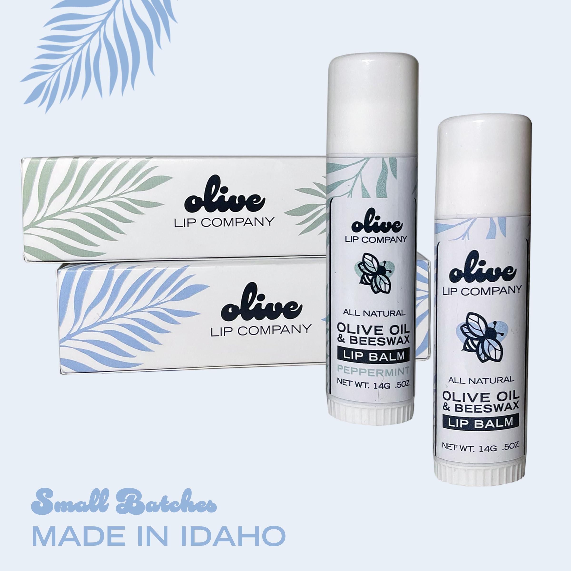 Olive Lip Company Hydrating Olive Oil and Peppermint Lip Balm with Mango Butter and Beeswax, 0.5 oz. Jumbo Tube, Clear Long Lasting Moisturizer for Dry, Cracked, Chapped Lips