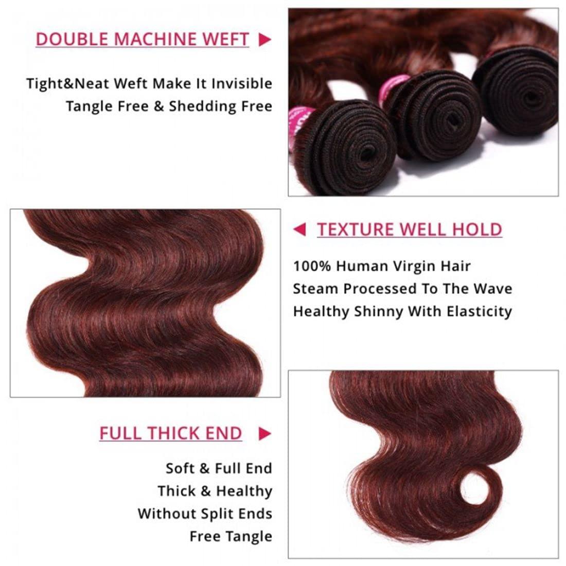 Beauty Forever Beauty Forever #33B Reddish Brown Brazilian Body Wave Human Hair Weave 1 Bundle 18 Inch,Auburn Brown Copper Red Remy Human Hair Wavy Weaves Hair Extentions