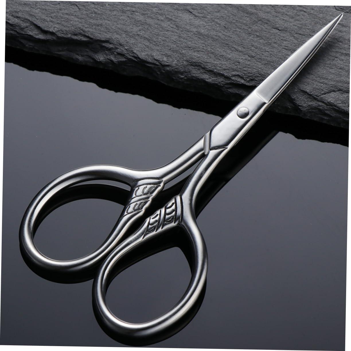 FOMIYES FOMIYES Mens Mustache Grooming Scissors 2Pcs Stainless Steel Trimming Shears Silver Professional for Barbershop Use