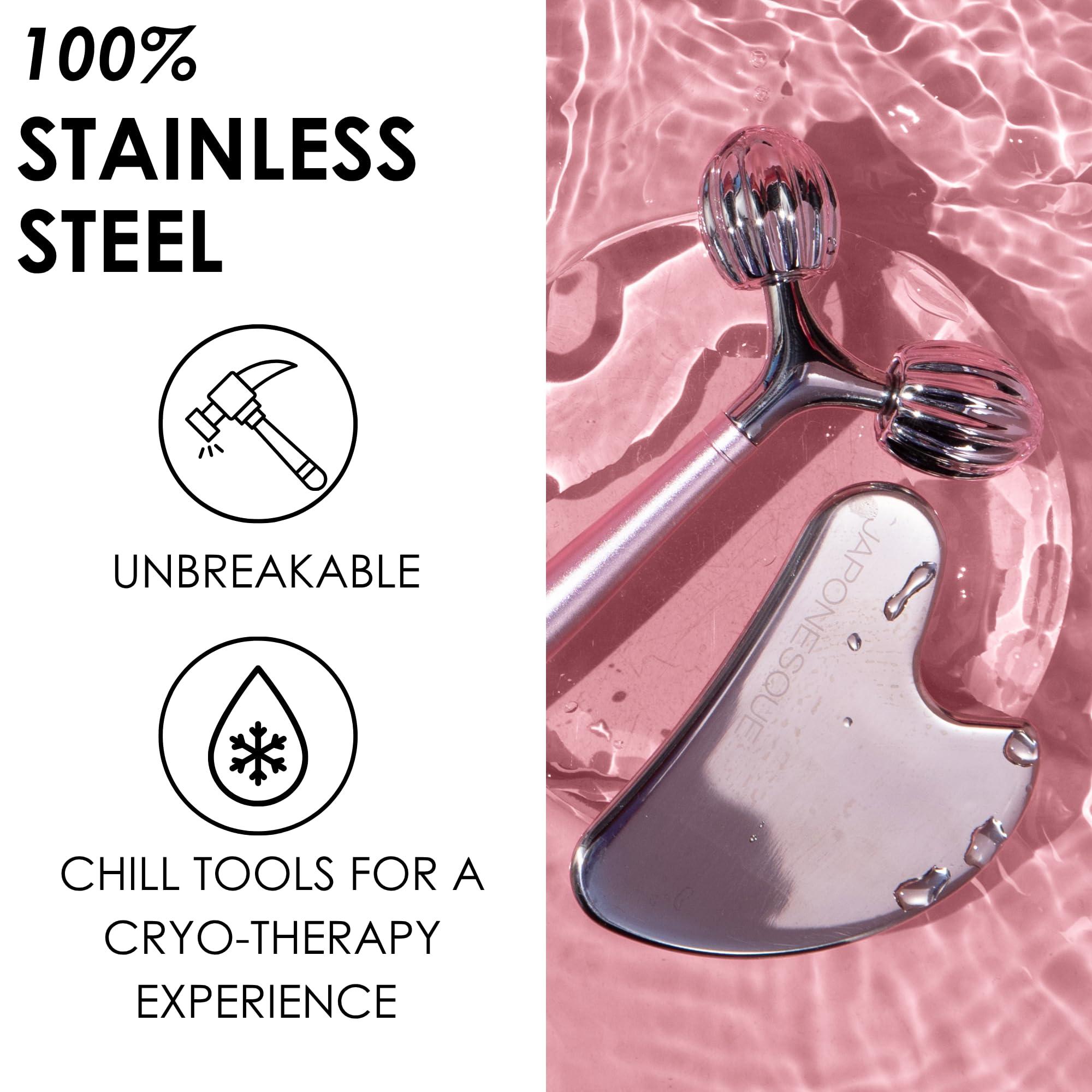 JAPONESQUE JAPONESQUE SKINTherapy Contouring Facial Tool V Roller for Lymphatic Drainage, Facial Massage, Relieves Tension and Improves Absorption of Skin Care Products