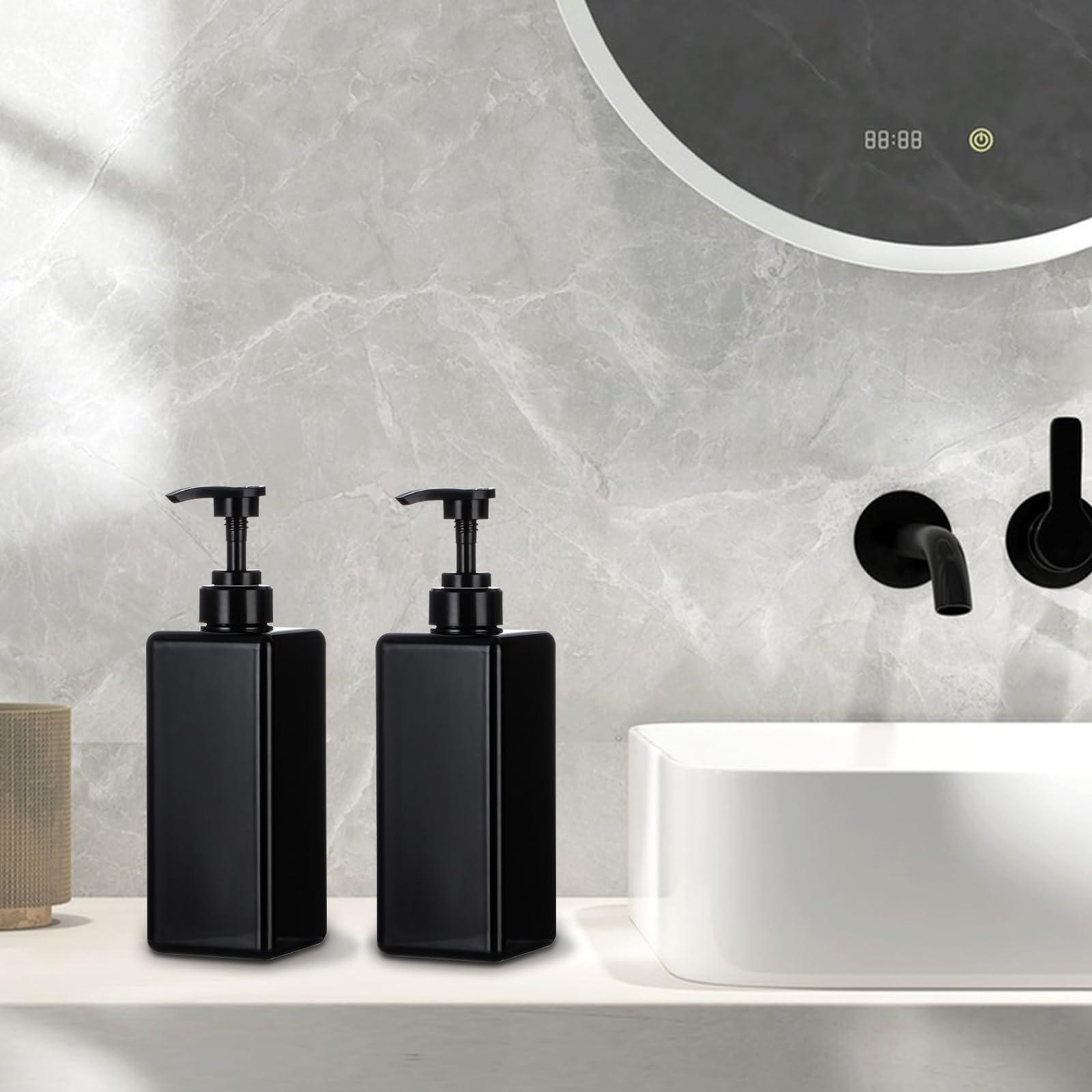 Yebeauty Yebeauty Pump Bottle Dispenser, 22oz 650ml Empty Plastic Shampoo Pump Dispenser Shower Soap Dispenser Refillable Liquid Containers for Conditioner Body Wash, Bathroom Kitchen, 2 Pack Black