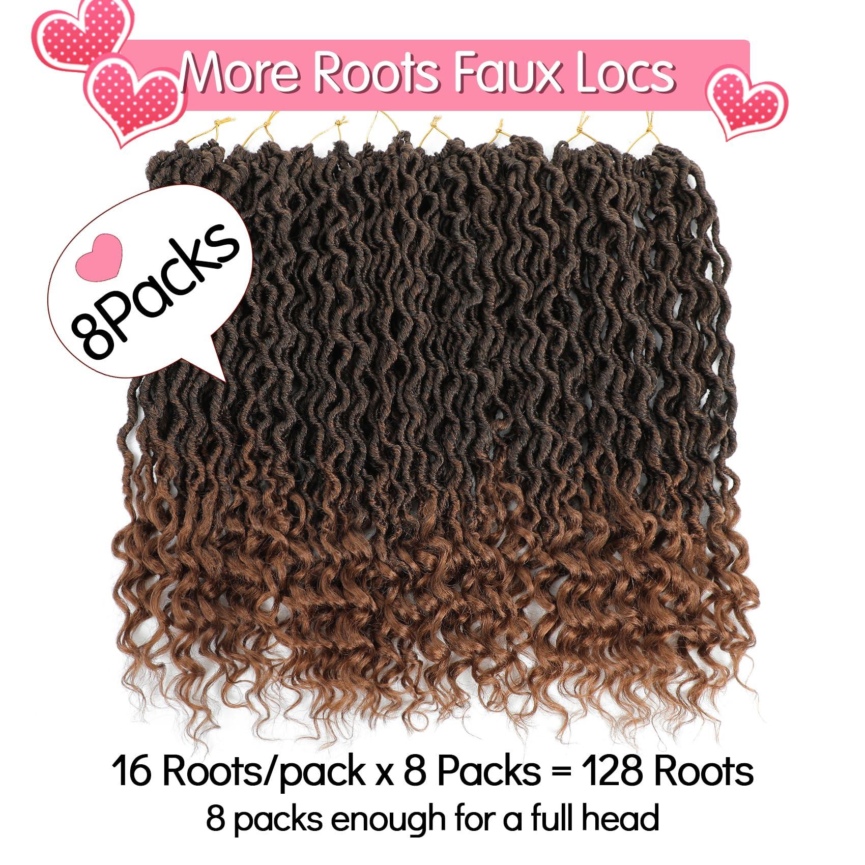 Karida Karida Faux Locs Crochet Hair 18 Inch, 8 Packs Pre Looped Goddess Locs Crochet Hair, Wavy Crochet Faux Locs With Curly Ends, Boho Faux Locs Crochet Hair For Black Women (18 inch, T30#)