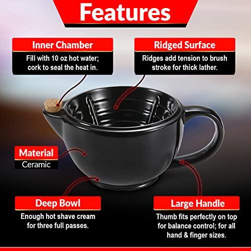 Naked Armor Savanna Shaving Scuttle Mug Kit - Shaving Bowl With Shave Soap, Shave Brush, Porcelain Scuttle Shaving Mug, Keeps Lather Hot, Creamy Lather, Hot Shave At Home Daily, Handmade Pottery, Great Gift