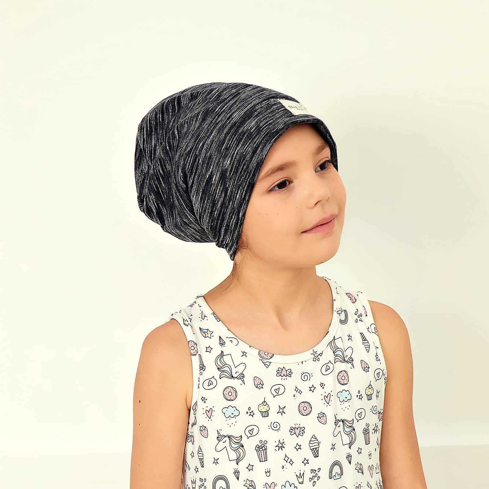 sent hair sent hair Kids Satin Lined Bonnet Silk Slouchy Beanie for Natural Hair Adjustable Sleep Bonnet Slap Cap for Kids/Child/Teens (4-10 Years Old,Black)