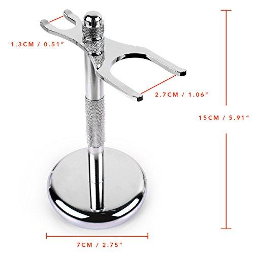 QSHAVE QShave Deluxe Chrome Razor and Brush Stand Holder, Prolong The Life of Your Shaving Brush, 2 Prongs