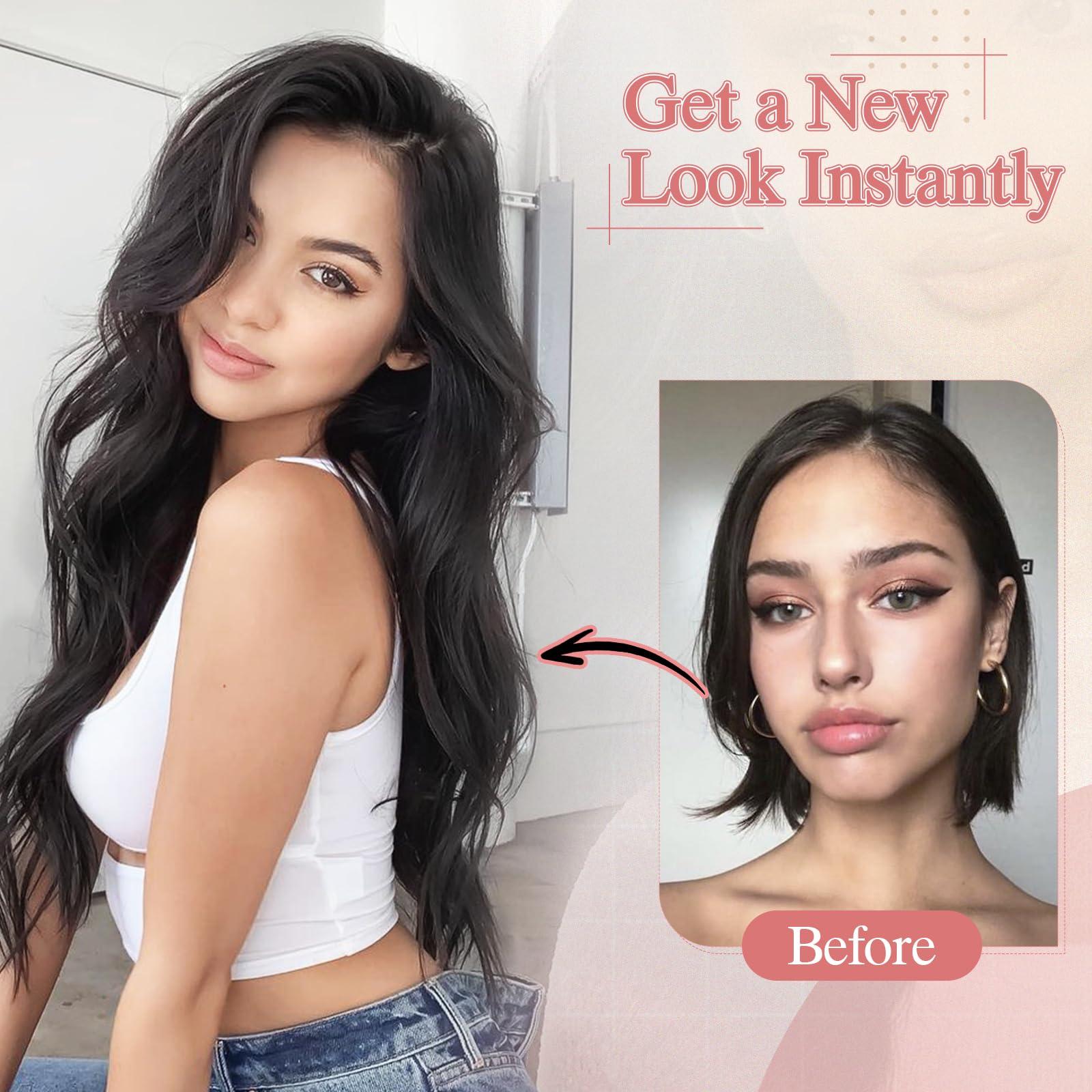 SEGO Pro SEGO Pro One Pieces Clip in Hair Extensions Human Hair Upgraded V-Shaped 5 Clips in Hair Extensions Human Hair Long One Piece Hair Extensions for Women,14 Inch,#04 Chocalate Brown,55g