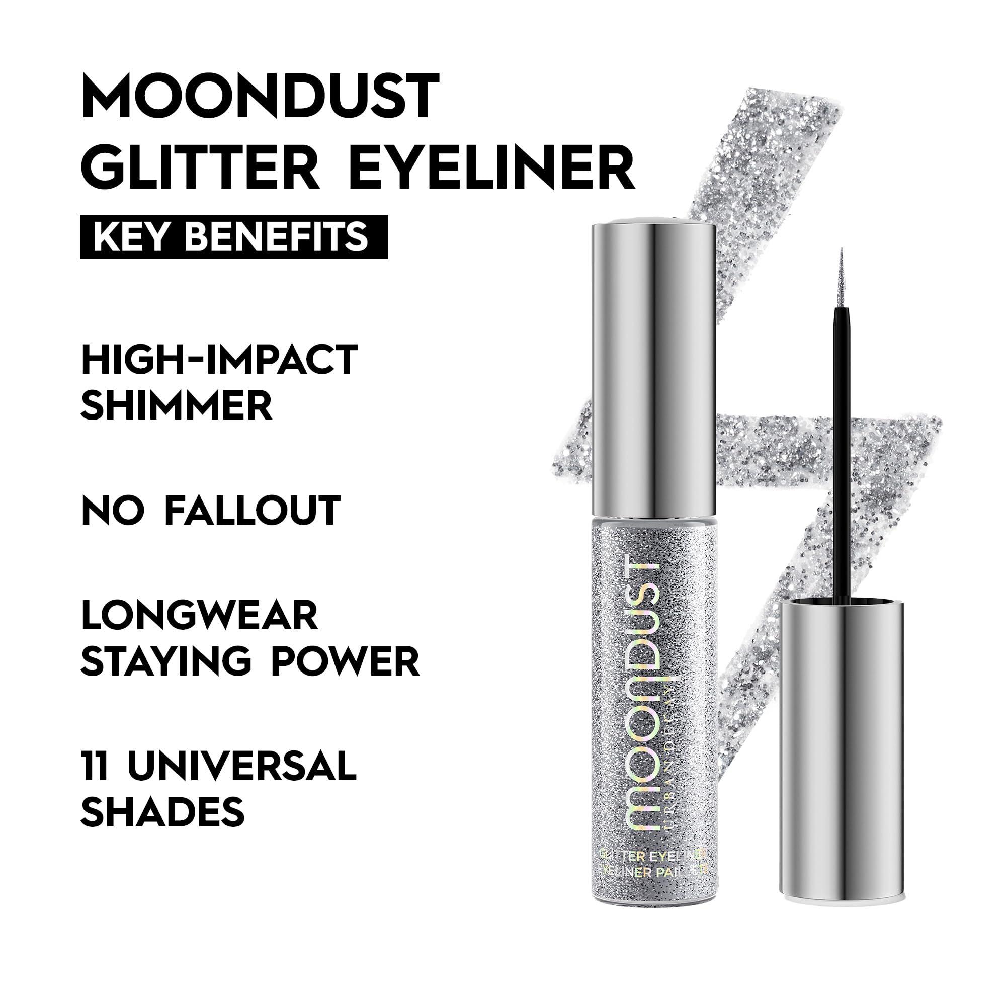 URBAN DECAY URBAN DECAY Moondust Liquid Glitter Eyeliner (Glamrock - Silver Glitter), Sparkly Eye Liner, Glitter Eyeshadow Topper, Universal Shimmering Shades, No Fallout - 0.25 fl oz
