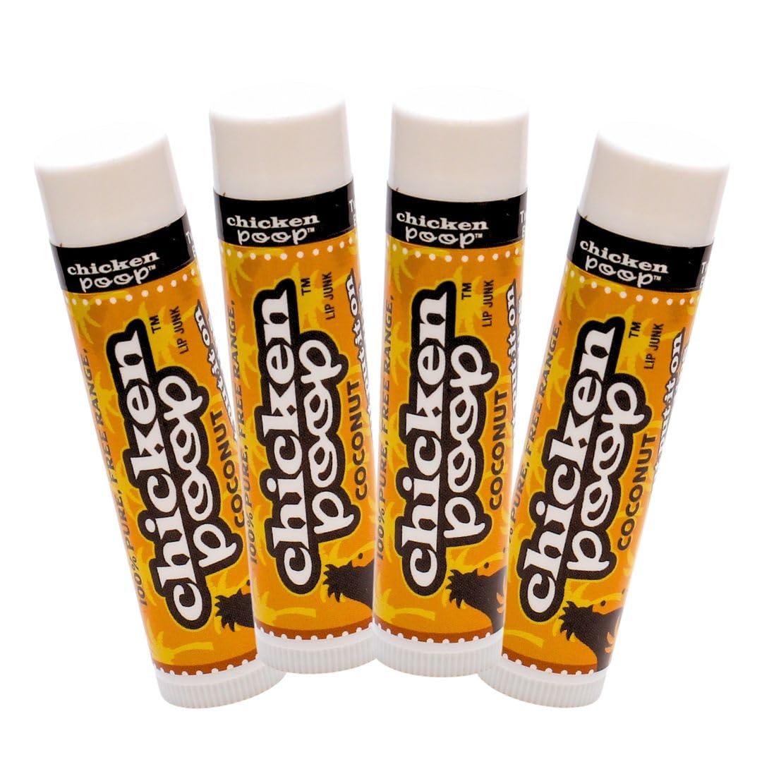 Simone Chickenbone Chicken Poop Lip Balm Simone Chickenbone Coconut 100% Natural Moisturizer for Dry Chapped Lips, 0.15 oz (Pack of 4)
