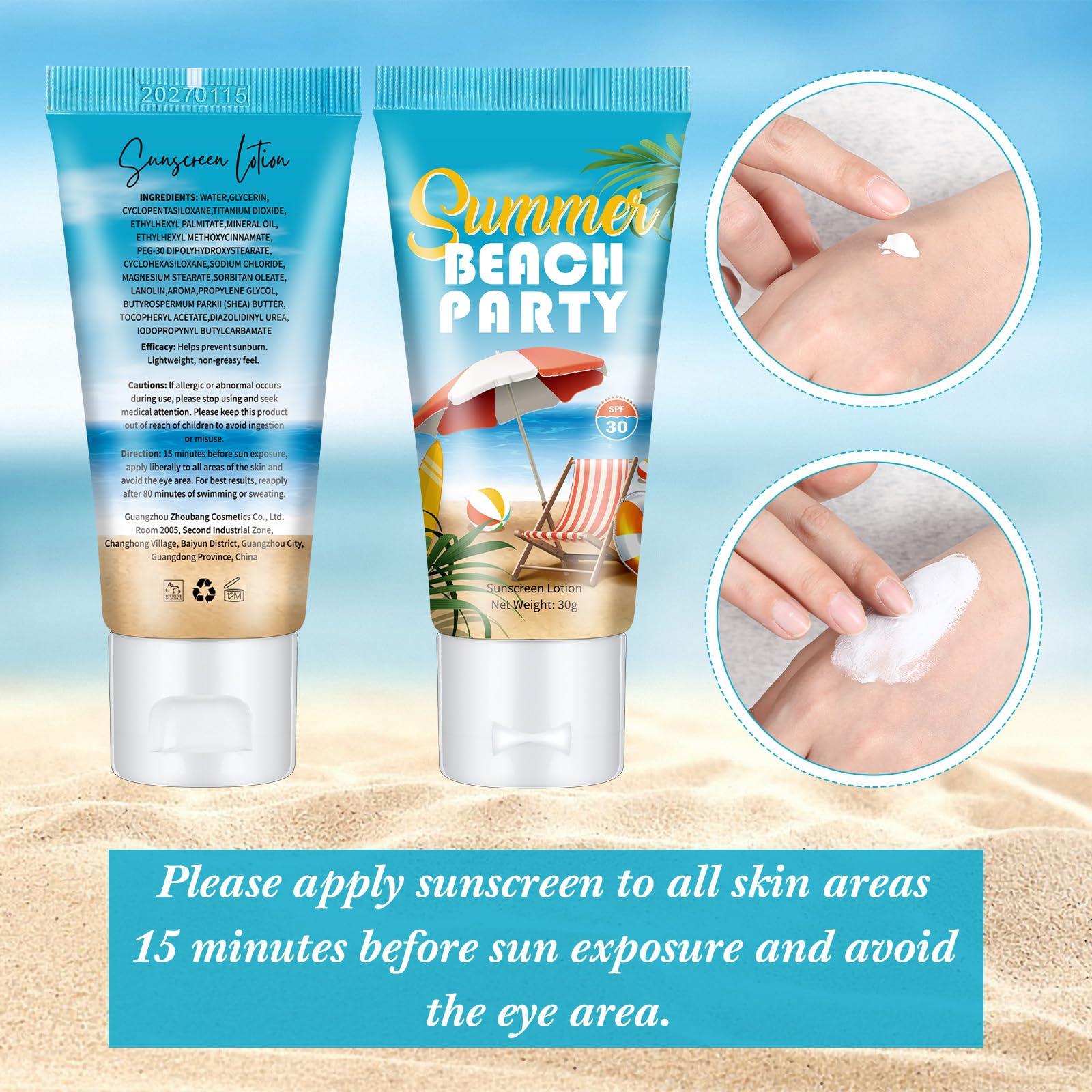 Dansib Dansib 72 Pcs Mini Sunscreen Bulk for Summer Party Wedding SPF 30 Water Resistant Sunscreen Lotion Bulk 1oz Travel Size for Thank You Gifts Summer Party Wedding Supplies(Beach)