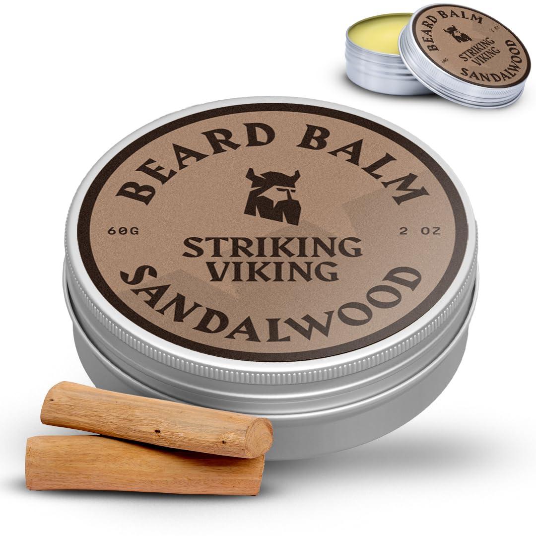 Striking Viking Striking Viking Beard Balm for Men - Leave-in Beard Conditioner & Styling Butter with Natural Argan & Jojoba Oils - Strengthens & Softens - Sandalwood, 2 Ounce (Pack of 1)