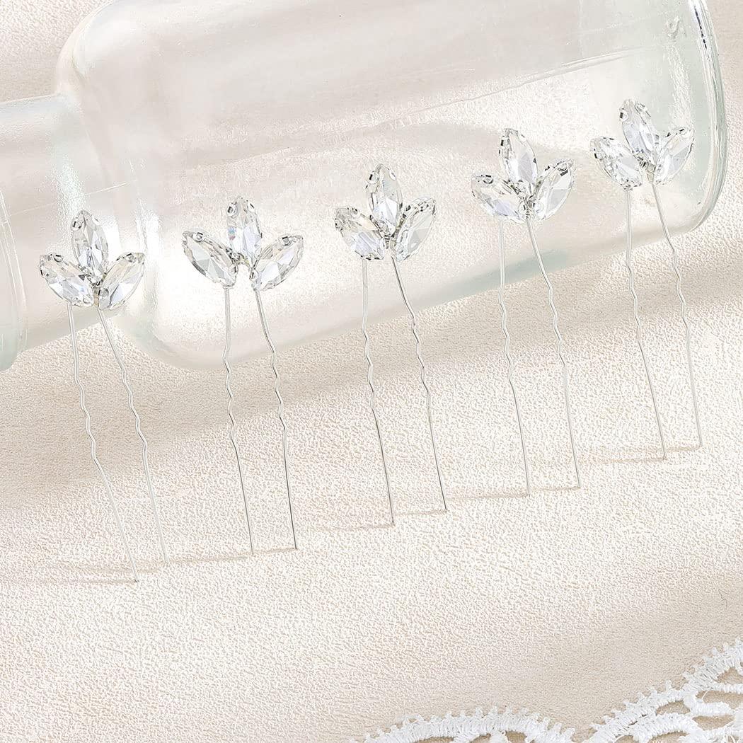 EVILD Evild Crystal Bride Hair Pins Sliver Wedding Hair Piece Rhinestone Bridal Hair Accessories for Women(Pack of 3) (Silver)
