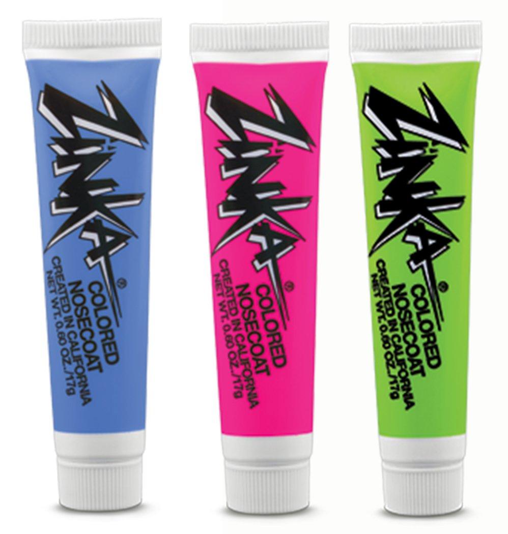 Zinka Zinka Colored Nosecoat Zinc Oxide Water Resistant 3 Pack Bundle 0.6 Ounce Tube - Blue Pink Green
