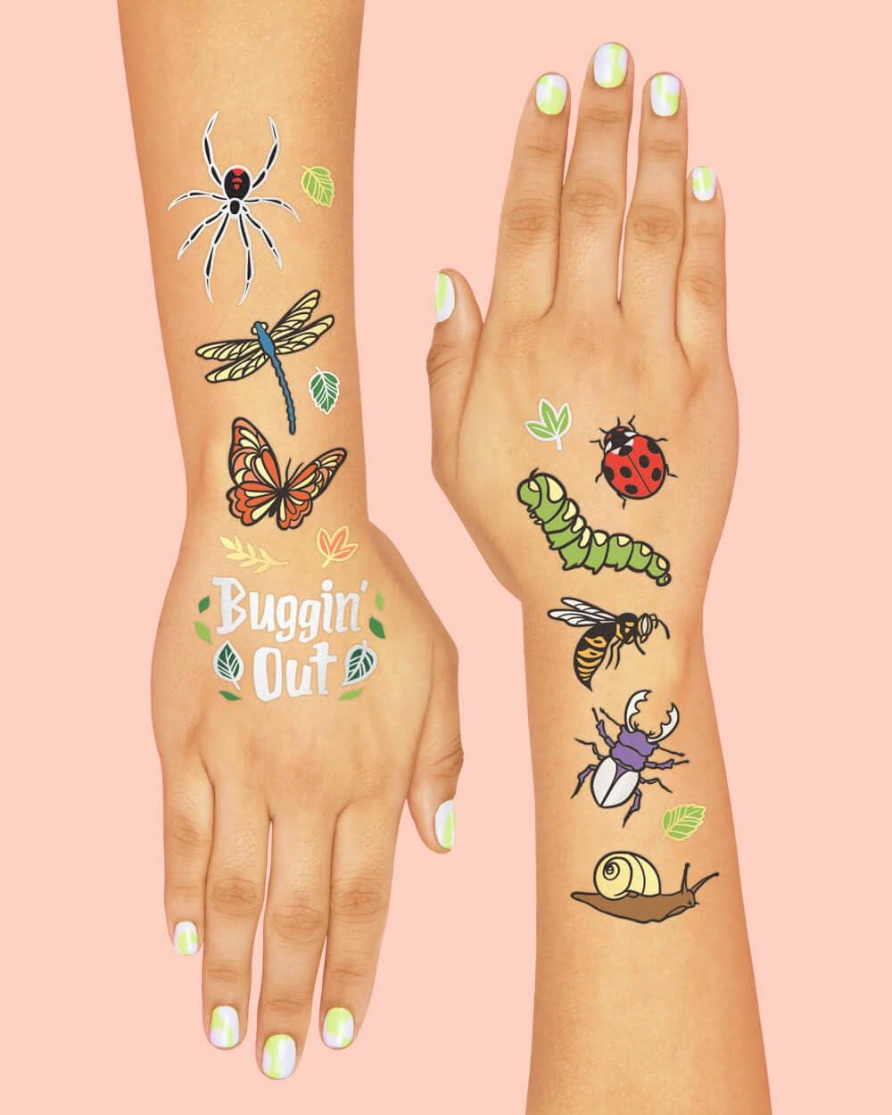 xo, Fetti xo, Fetti Bug Temporary Tattoos - 48 Glitter Styles | Buggin' Out Insect Birthday Party Supplies, Bees, Spiders, Beetles, Butterflies, Arts and Crafts