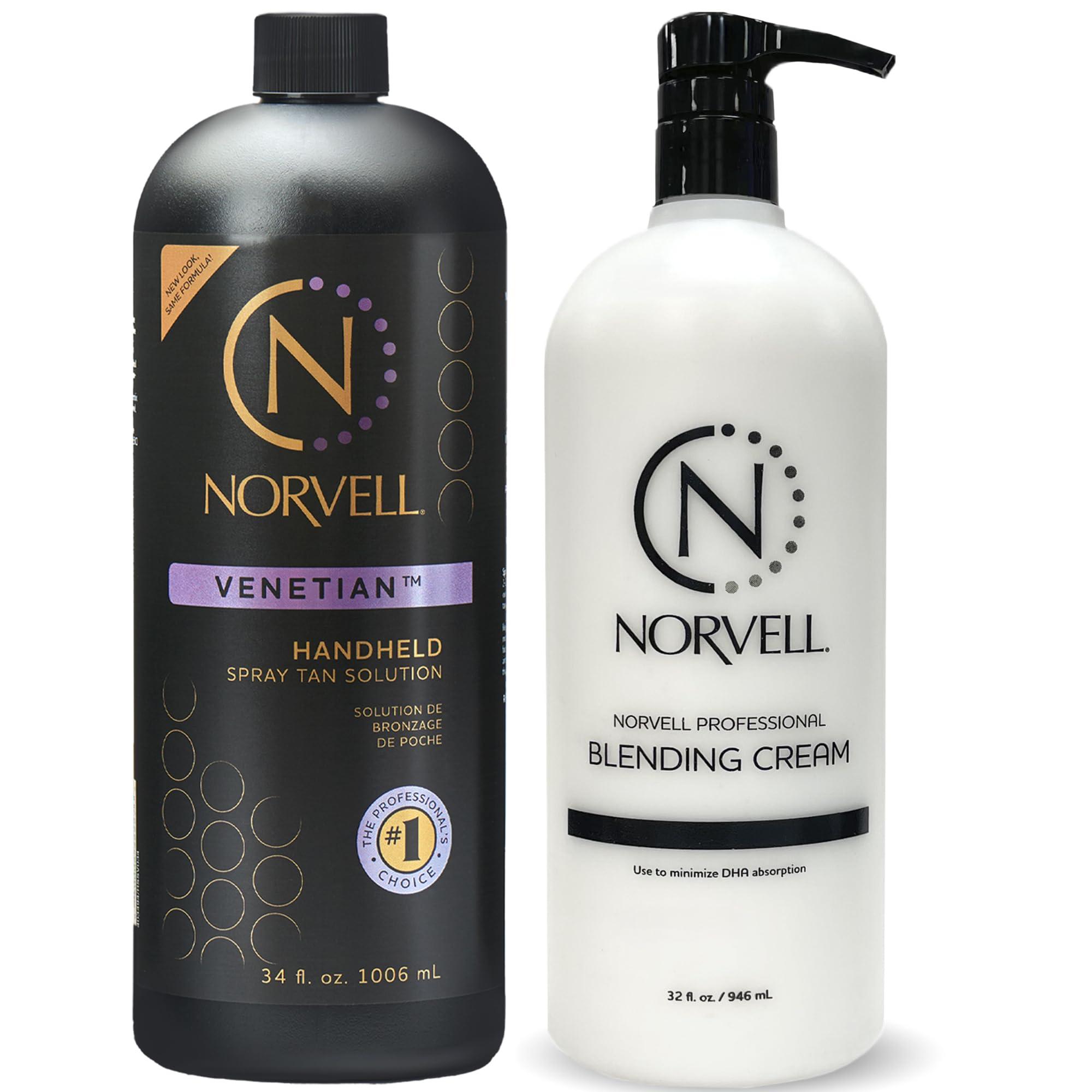 Norvell Norvell Premium Sunless Tanning Solution Bundle - Venetian, 34 Fl Oz and Pro Blending DHA Barrier Cream, 32 Fl Oz