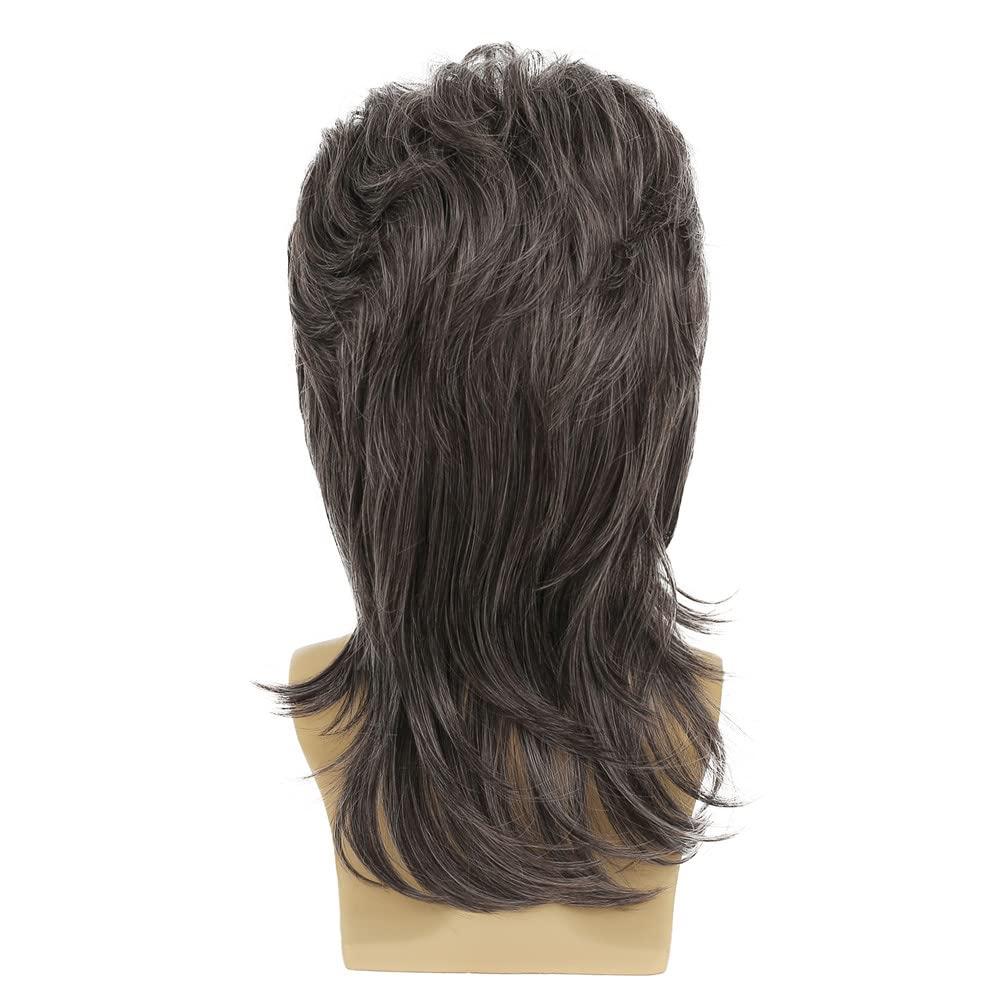 Swiking Swiking Mullet Wigs for Men Grey 70s 80s Disco Rocker Curly Punk Fancy Retro Party Halloween Cosplay Costume Wigs(Grey)