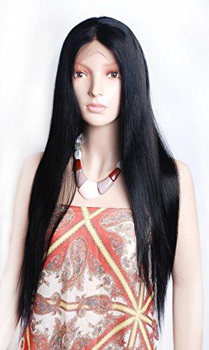 Mike & Mary Mike & Mary® Virgin Hair Grade 8A Top Brazilian Straight Hair Lace Front Wigs for Black Women with Baby Hair Human Hair Lace Wigs (26inch, #1b)