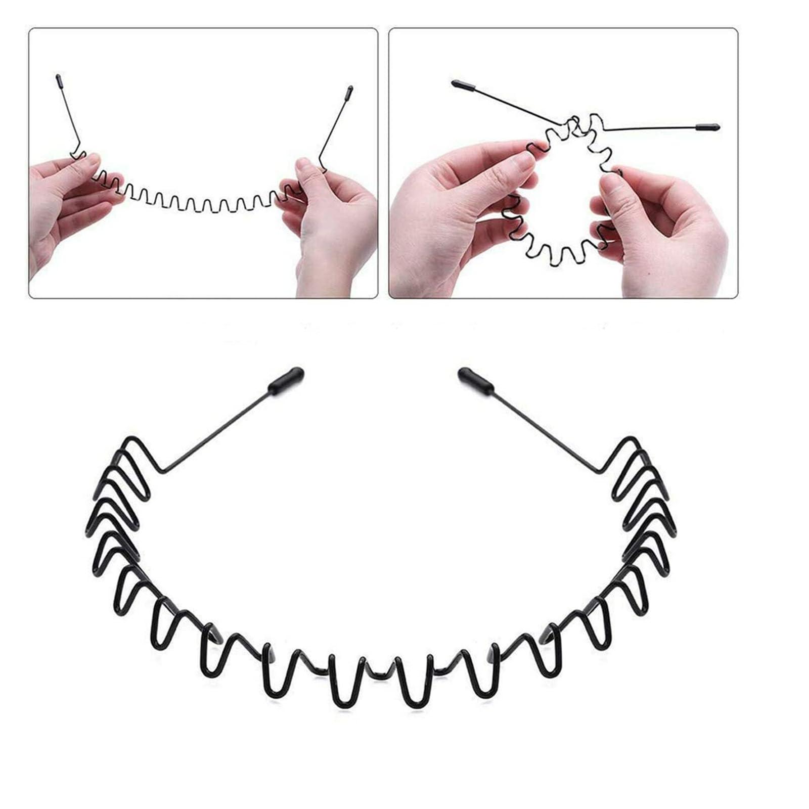 Generic Metal Hair Band for Men Spring Hair Hoop Washing Face Mask Fashion Simple Elastic Headband Headbands for Women Girls