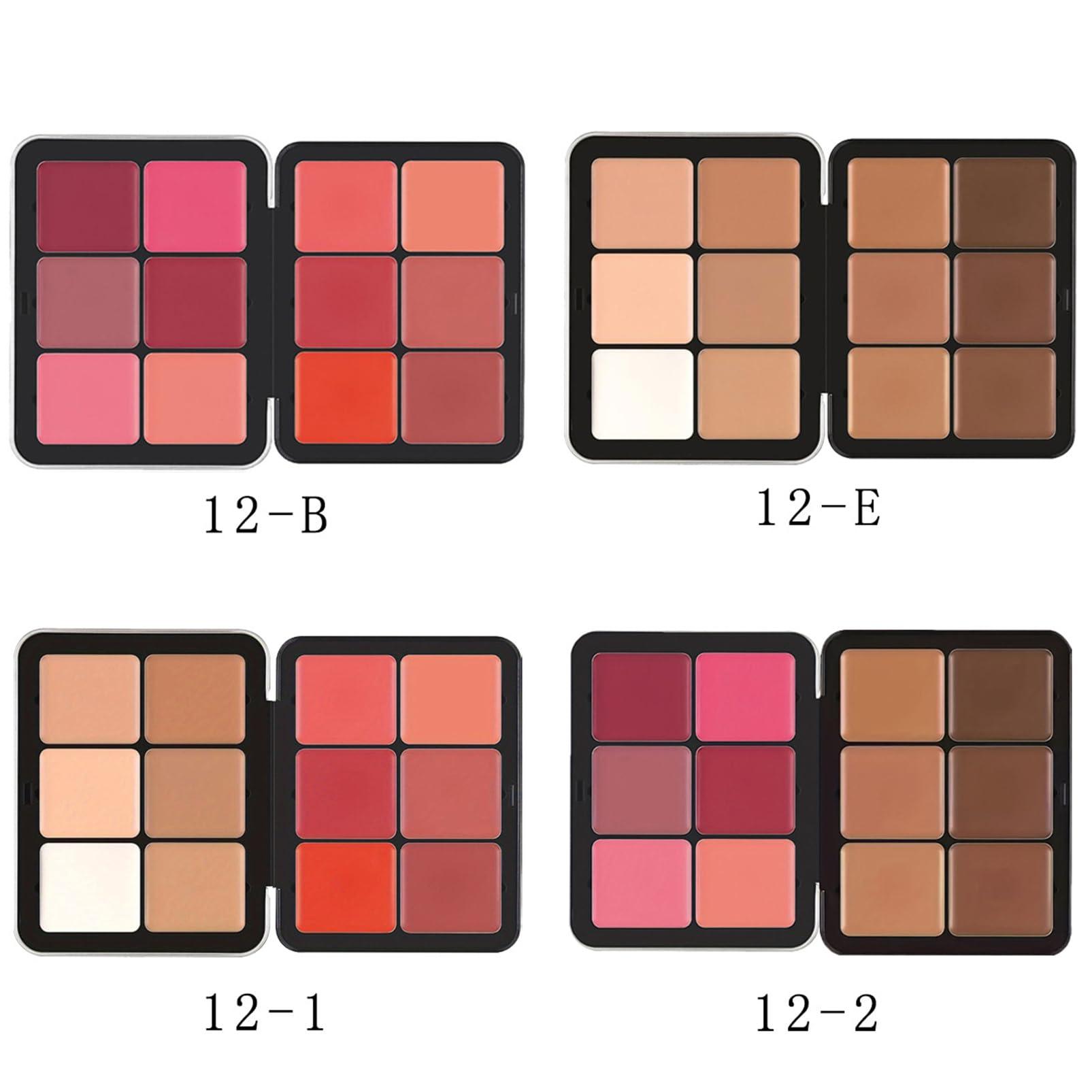 Yotfieot 12-Color Concealer & Blush Cream Palette, 2-In-1 Cream Blush Palette, Long-Wearing Full Coverage Makeup Full Coverage Makeup Highlight Blush Palette Face Cosmetics Makeup (12-E)