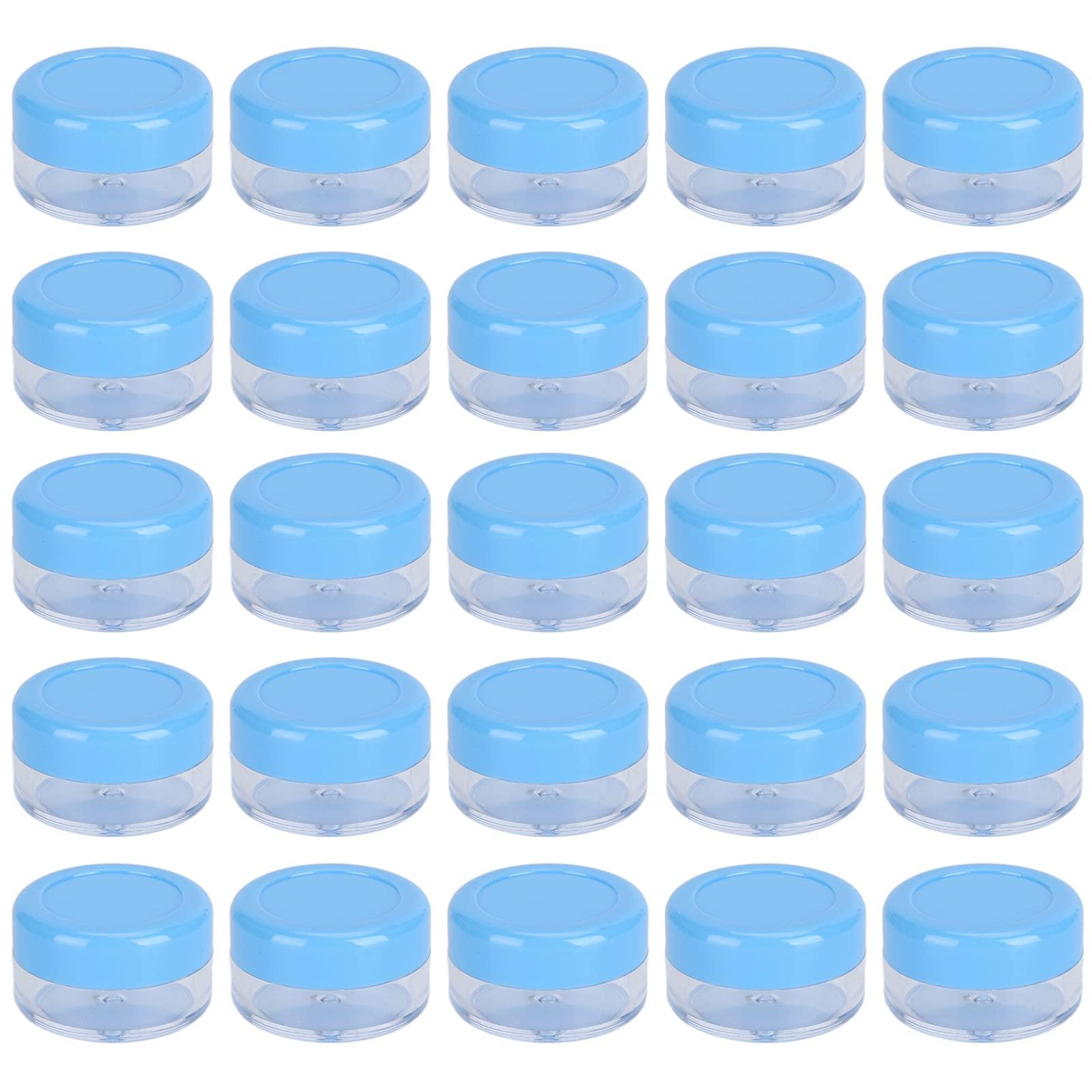 VINGVO Small Plastic Containers, Sample Containers 25pcs Plastic Empty Cream Container, Compact Round Small Cosmetic Jar, Portable Powder Bottle Lotion Container with Good Heat